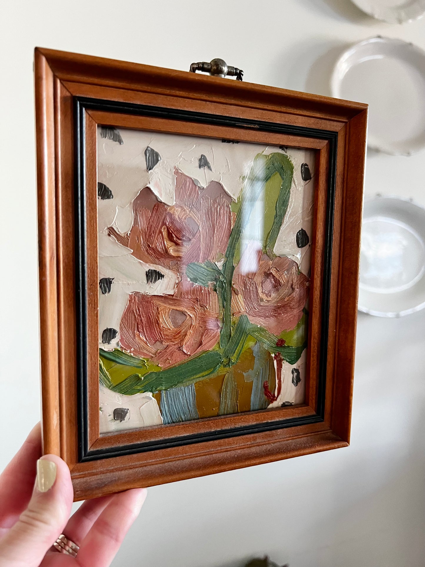 Oil Flowers in Vintage Frame