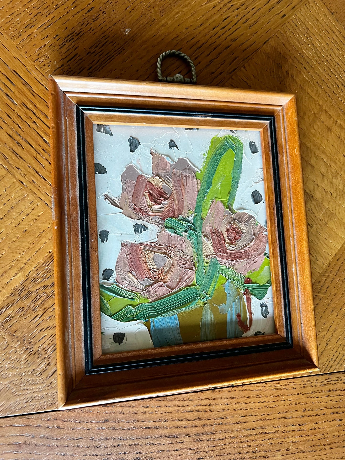 Oil Flowers in Vintage Frame