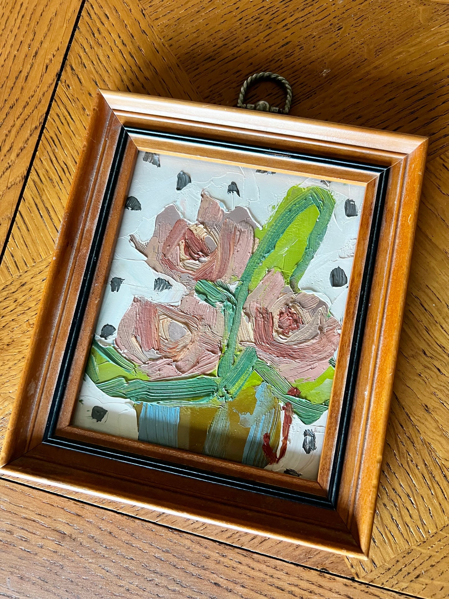 Oil Flowers in Vintage Frame